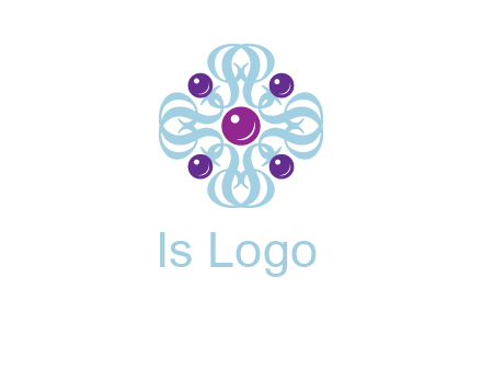 aquatic logo with purple pearls and