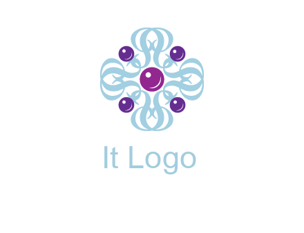 aquatic logo with purple pearls and