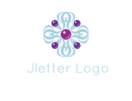 aquatic logo with purple pearls and