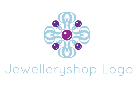aquatic logo with purple pearls and