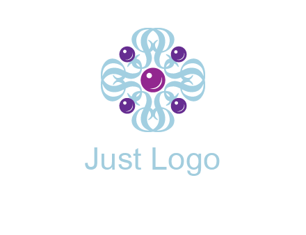 aquatic logo with purple pearls and