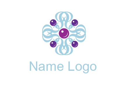 aquatic logo with purple pearls and