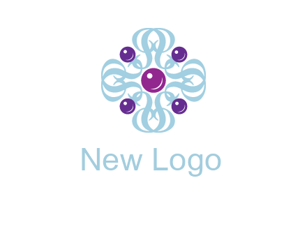 aquatic logo with purple pearls and