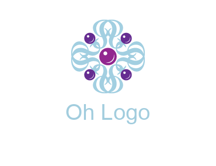 aquatic logo with purple pearls and