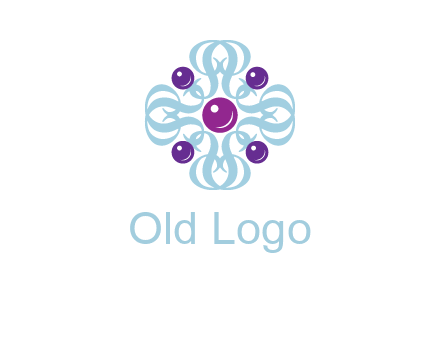 aquatic logo with purple pearls and