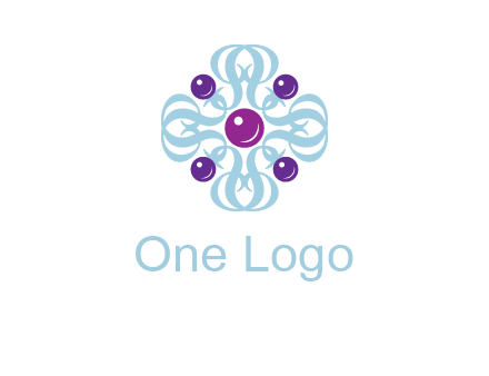 aquatic logo with purple pearls and