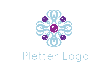 aquatic logo with purple pearls and