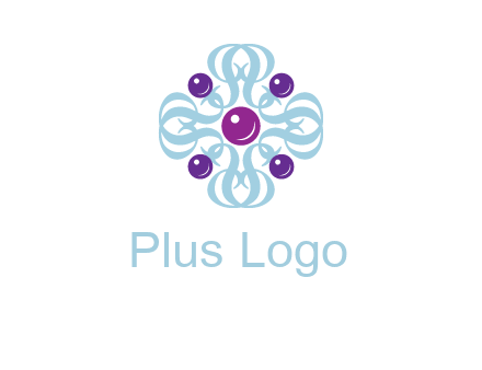 aquatic logo with purple pearls and