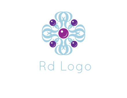 aquatic logo with purple pearls and