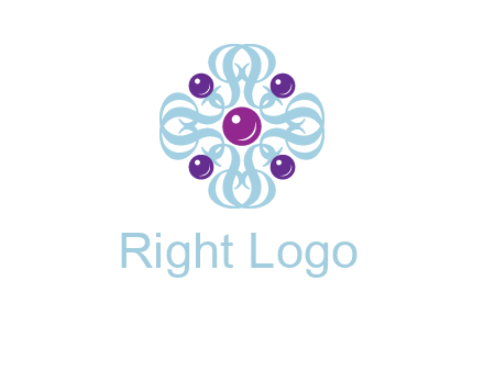 aquatic logo with purple pearls and