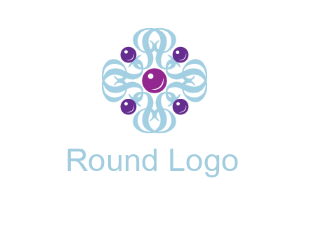 aquatic logo with purple pearls and