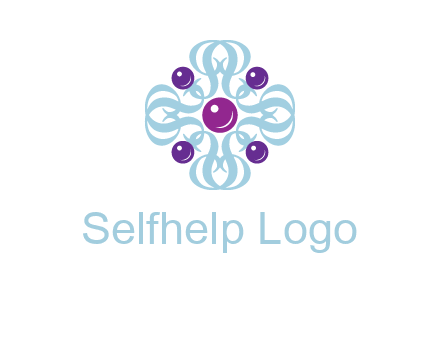 aquatic logo with purple pearls and