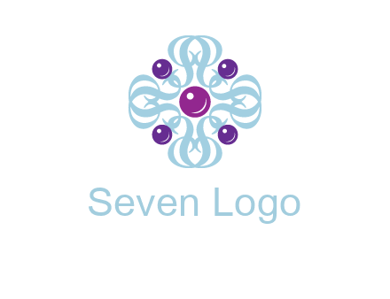 aquatic logo with purple pearls and