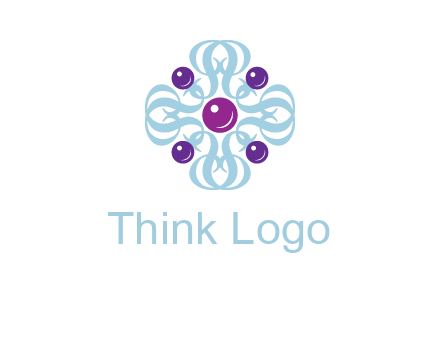 aquatic logo with purple pearls and