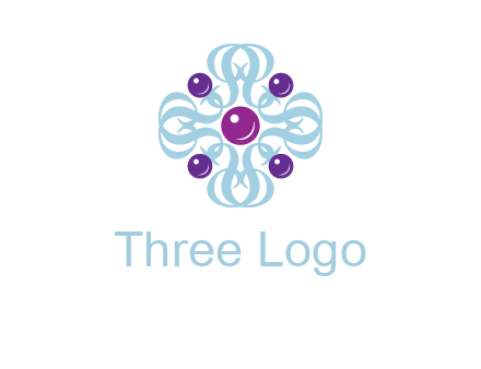 aquatic logo with purple pearls and