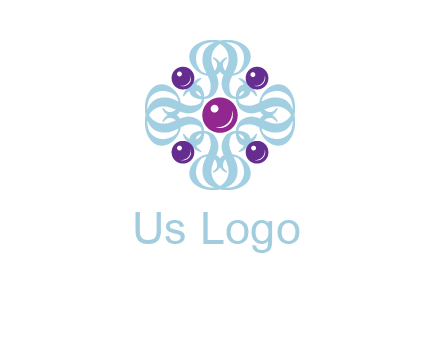 aquatic logo with purple pearls and