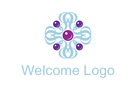 aquatic logo with purple pearls and