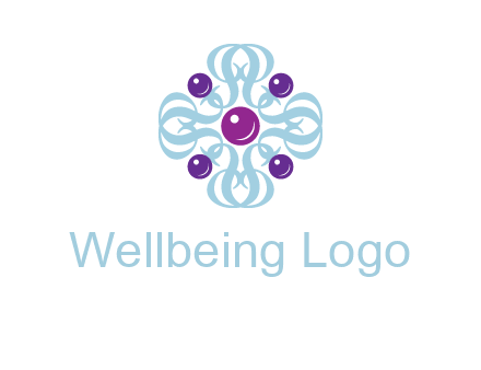 aquatic logo with purple pearls and