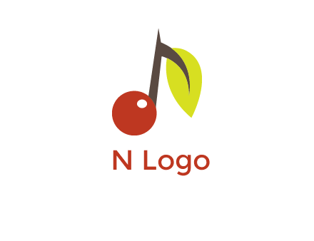 music note with a cherry and leaf logo