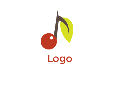 music note with a cherry and leaf logo