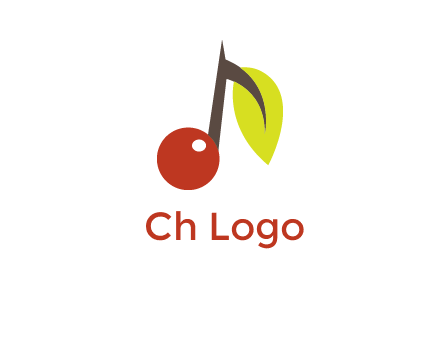music note with a cherry and leaf logo