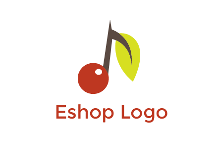 music note with a cherry and leaf logo