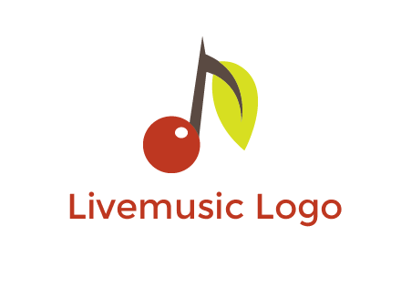 music note with a cherry and leaf logo