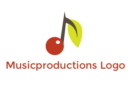 music note with a cherry and leaf logo