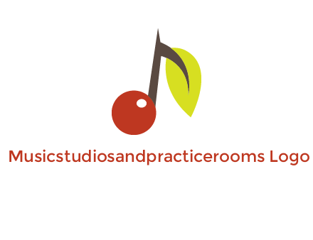 music note with a cherry and leaf logo