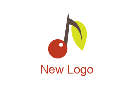 music note with a cherry and leaf logo