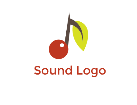 music note with a cherry and leaf logo