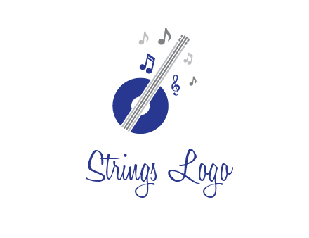 banjo or guitar logo with music notes