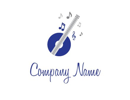 banjo or guitar logo with music notes