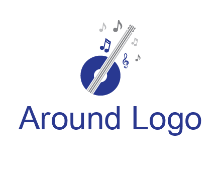 banjo or guitar logo with music notes