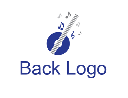 banjo or guitar logo with music notes