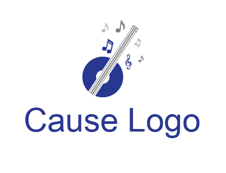 banjo or guitar logo with music notes