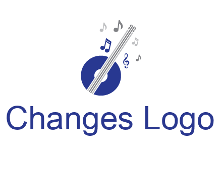 banjo or guitar logo with music notes