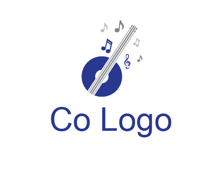 banjo or guitar logo with music notes