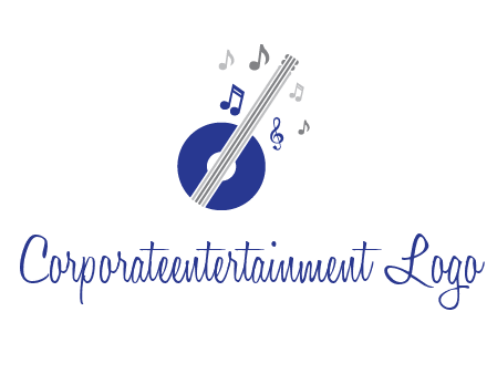 banjo or guitar logo with music notes