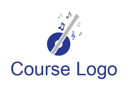 banjo or guitar logo with music notes