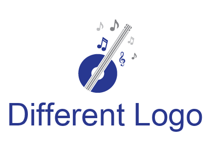 banjo or guitar logo with music notes