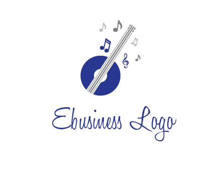 banjo or guitar logo with music notes