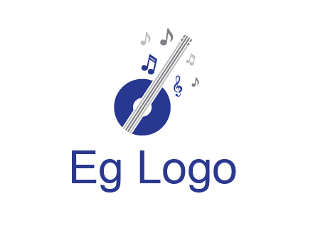 banjo or guitar logo with music notes