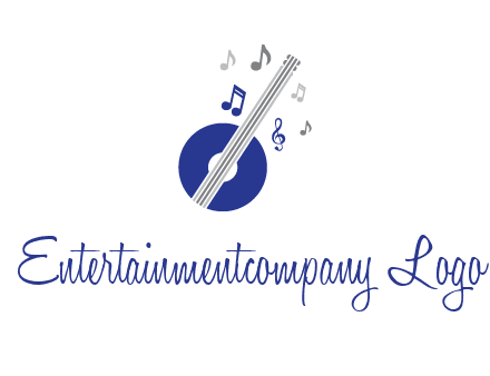 banjo or guitar logo with music notes