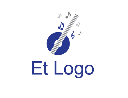 banjo or guitar logo with music notes