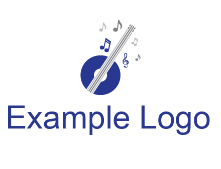banjo or guitar logo with music notes