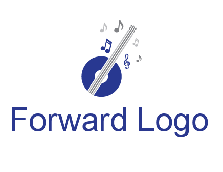 banjo or guitar logo with music notes