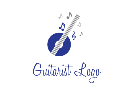 banjo or guitar logo with music notes