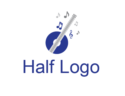 banjo or guitar logo with music notes
