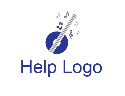 banjo or guitar logo with music notes